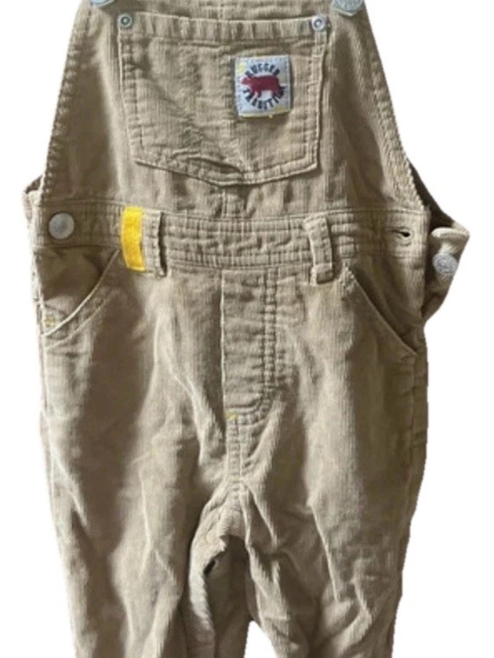 Vintage 90s Rugged Bear Corduroy Overalls 24M Flannel Lined Tan